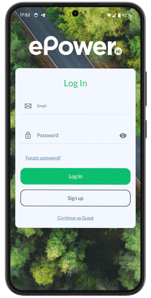 Screenshot of charger map on phone